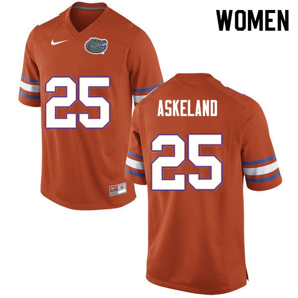 Women #25 Erik Askeland Florida Gators College Football Jerseys Orange
